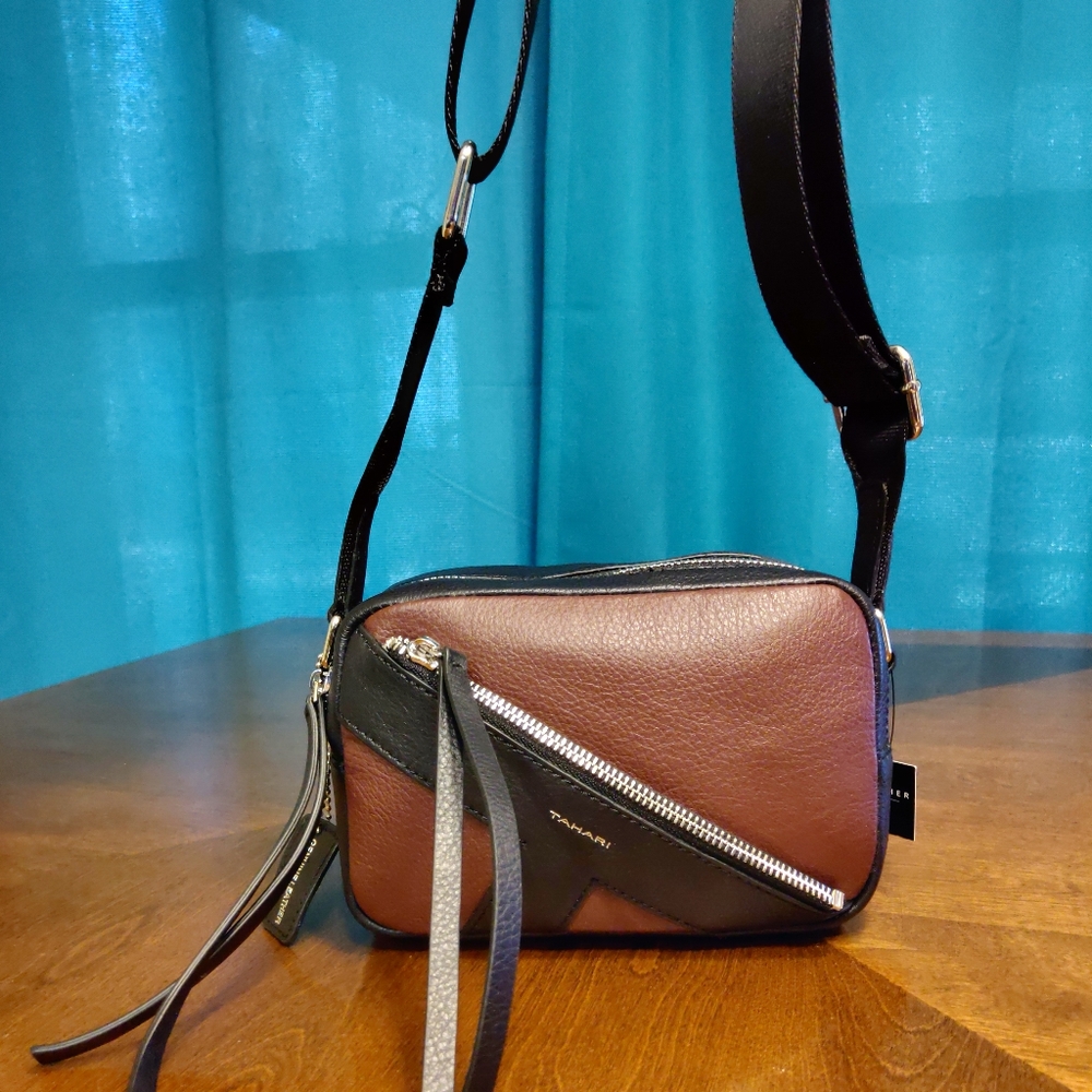 T Tahari Genuine Leather Icon Crossbody Bag